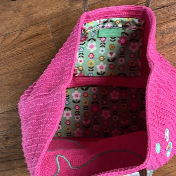 Vera Bradley Pink Fish Patterned Tote beach Bag - Picture 4 of 6